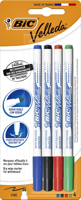Viltstift Bic 1721 whiteboard rond 1.5mm blist 4st