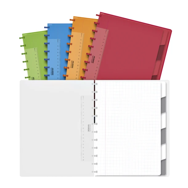 Schrift Adoc A4 ruit 5x5mm 144 pagina's 90gr met 6 tabbladen assorti