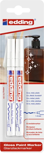 Viltstift edding 751 lakmarker rond 1-2mm blister 2 stuks wit