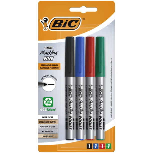 Viltstift Bic ecolutions rond fijn assorti blister à 4 kleuren