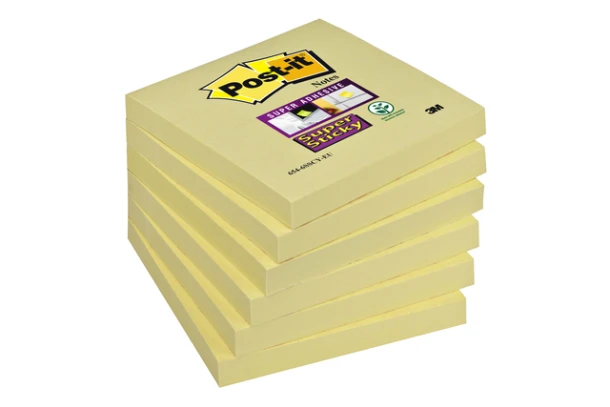 Memoblok 3M Post-it 654 SSticky 76x76mm geel; pk 6