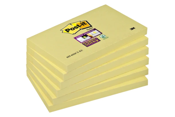 Memoblok 3M Post-it 655 Super St 76x127mm geel 6st