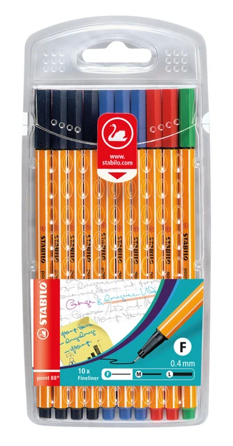 Fineliner STABILO point 88/10 Office fijn assorti etui à 10 stuks