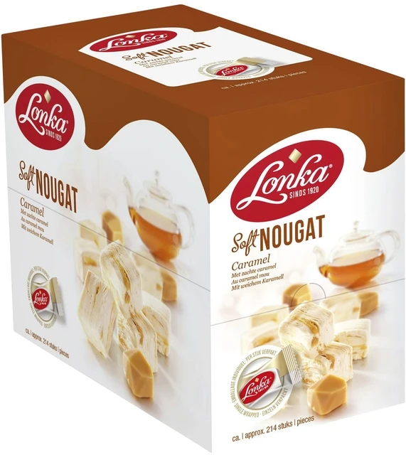 Nougat Lonka caramel per stuk verpakt 12gr