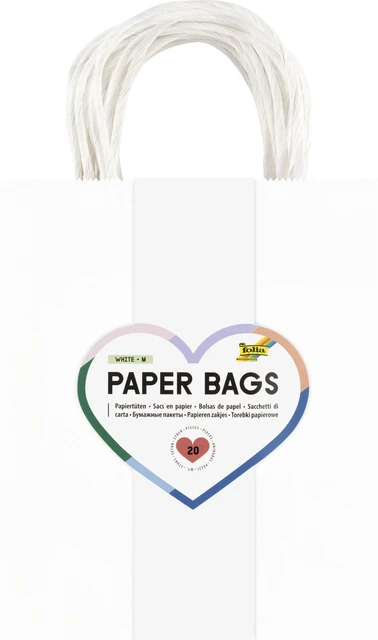 Tas met handvat Folia kraftpapier 110gr 18x21x8cm 20 stuks wit