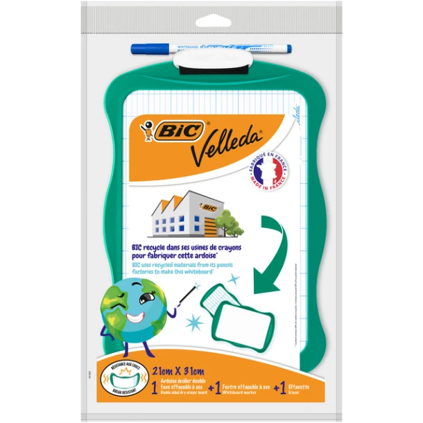 Whiteboard Bic Velleda Recycled 21x31cm + Stift +