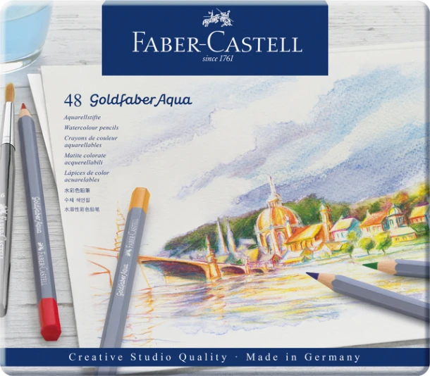 Kleurpotloden Faber-Castell Goldfaber aquarel assorti blik 48 stuks