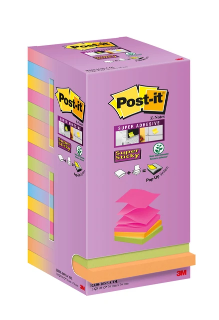 Memoblok 3M Post-it R330 76x76mm 16 color Z-notes