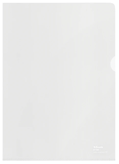 Insteekmap L-map Esselte A4 100% gerecycled PP transparant mat; doos 100 stuks