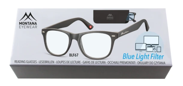 Leesbril Montana Blue Light Filter +2.50dpt Zwart