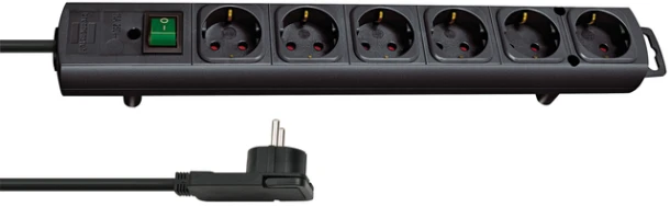 Stekkerdoos Brennenstuhl Comfort Plus 6vdig incl platte stekker 2m zw