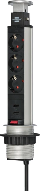 Stekkerdoos Brennenstuhl Toren 3vdig Usb 2m Zw/Zi