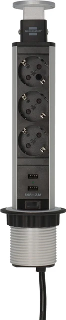 Stekkerdoos Brennenstuhl Toren 3vdig Usb 2m Zw/Zi