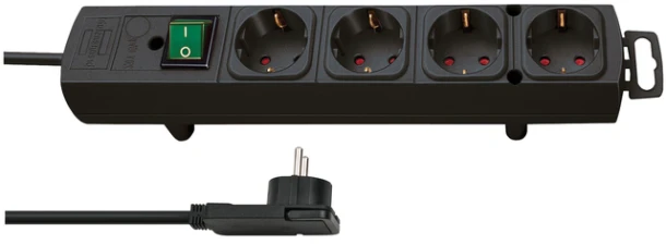 Stekkerdoos Brennenstuhl Comfort Plus 4vdg incl platte stekker 2m zw