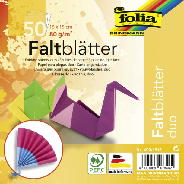 Vouwblaadjes Folia 80gr 15x15cm 50vel 2z 10 Duo Kl