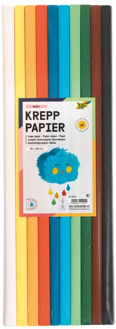 Crepepapier Folia 50x200cm assorti 10 rol 10 kleuren