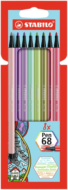 Viltstift Stabilo Pen 68/8 etui pastel - set 8 st.