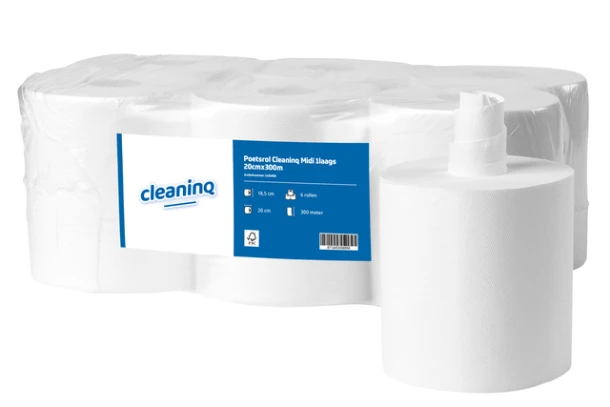 Poetsrol Cleaninq Midi 1laags 20cmx300m; pk 6 rol