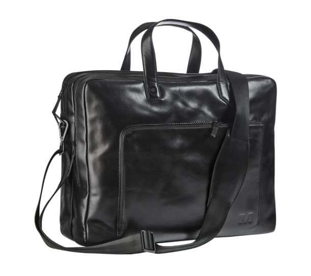 Businesstas Maverick All Black met laptopvak 15.6" leer zwart