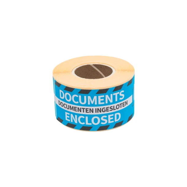 Waarschuwingsetiket Rillprint 46x125mm documents enclosed blauw 250 stuks