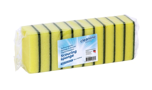 Schuurspons Cleaninq geel/groen 100x70x25mm 10 st