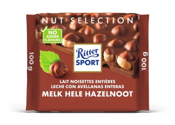 Chocolade Ritter Sport melk-hele hazelnoot 100gr