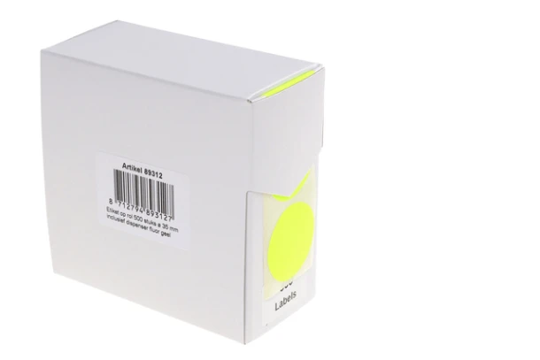 Etiket Rillprint 35mm op rol fluor geel 500 stuks