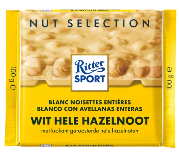 Ritter Sport Wit Hele Hazelnoot Tablet 100gr