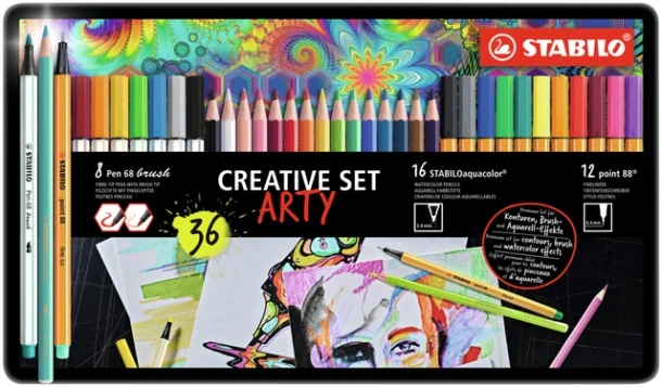 Creative Set Stabilo 87/3193 Arty Metalen Etui Ass