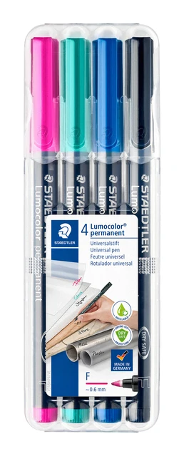 Viltstift Staedtler Lumocolor 318 permanent F set à 4 kleuren