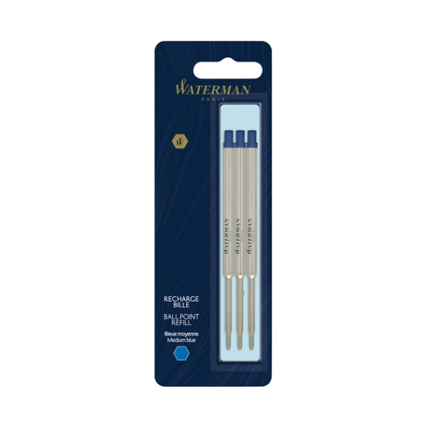 Balpenvulling Waterman blauw medium blister 3 st