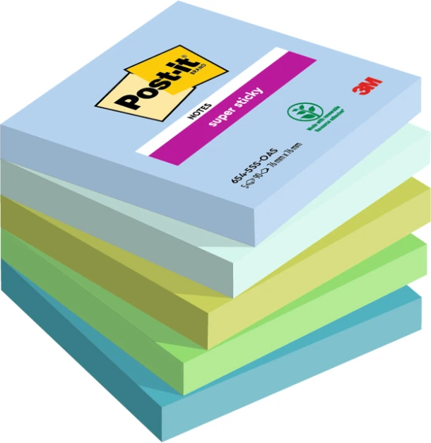 Memoblok 3M Post-it 654 Super Sticky 76X76mm OAS
