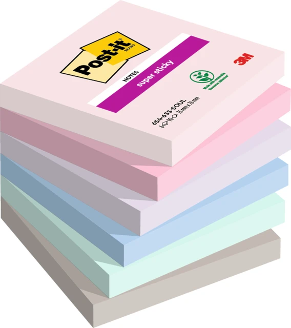 Memoblok 3M Post-it 654 Super Sticky 76X76mm SOUL