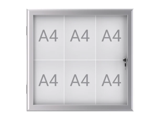 Buiten- binnenvitrine wand MAULexcite whiteboard 6xA4 met slot