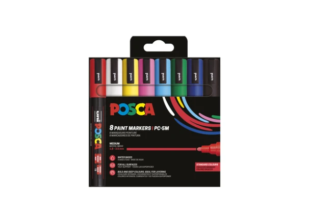 Verfstift Posca PC5M set met 8 kleuren