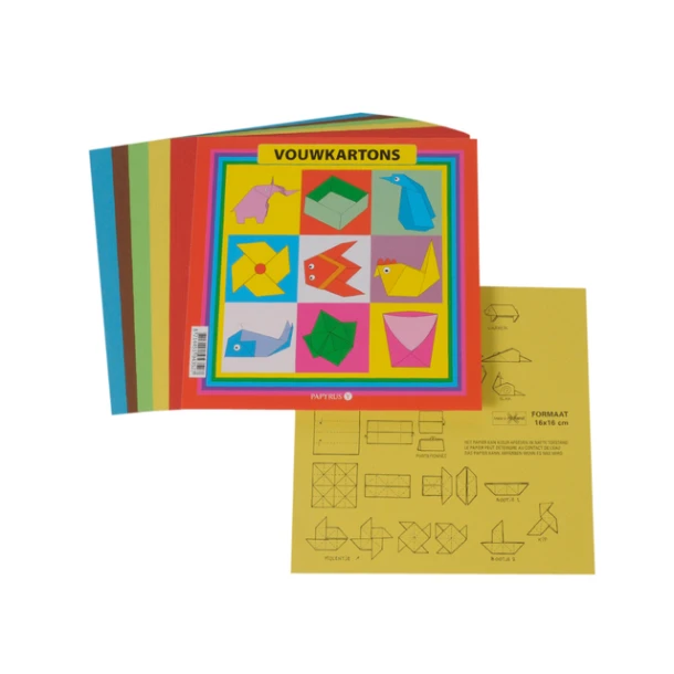 Vouwkarton vierkant 16x16cm 105gr. assorti
