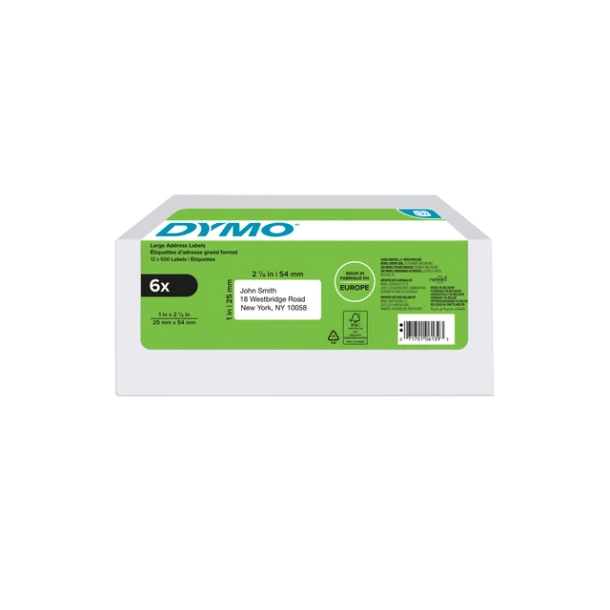 Etiket Dymo LabelWriter adressering 25x54mm 6 rollen รก 500 stuks wit