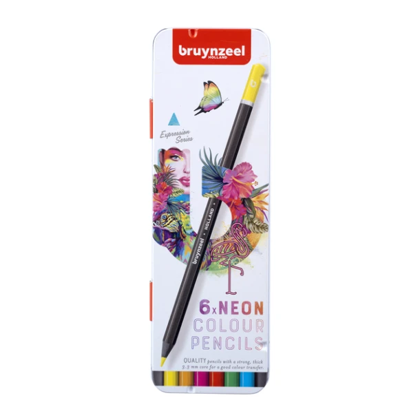 Kleurpotloden Bruynzeel Expression assorti neon blik à 6 stuks