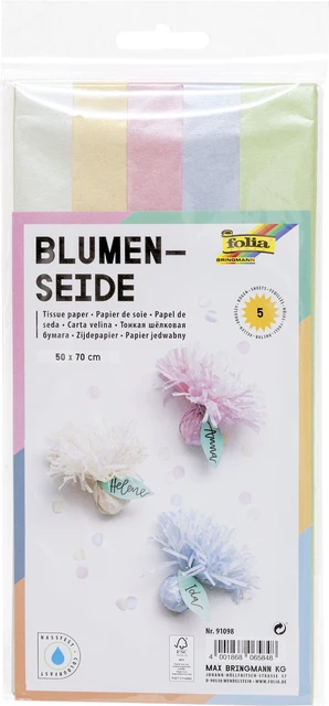 Zijdevloeipapier Folia 50x70cm 20gr Iris Ass 5vel