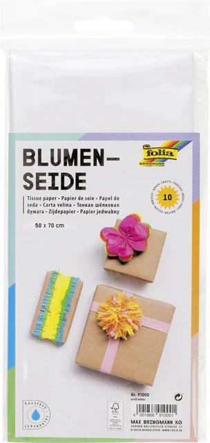 Zijdevloeipapier Folia 50x70cm 20g nr00 wit 5st