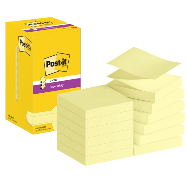 Memoblok 3m Post-It Z-Note S330 Sticky geel; ds 12