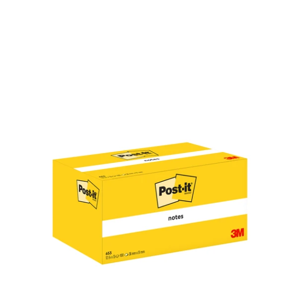 Memoblok 3M Post-it 653 38x51mm geel; 3stk