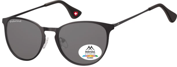 Zonnebril Montana smoke gepolariseerd rond glas en metalen pootje zw