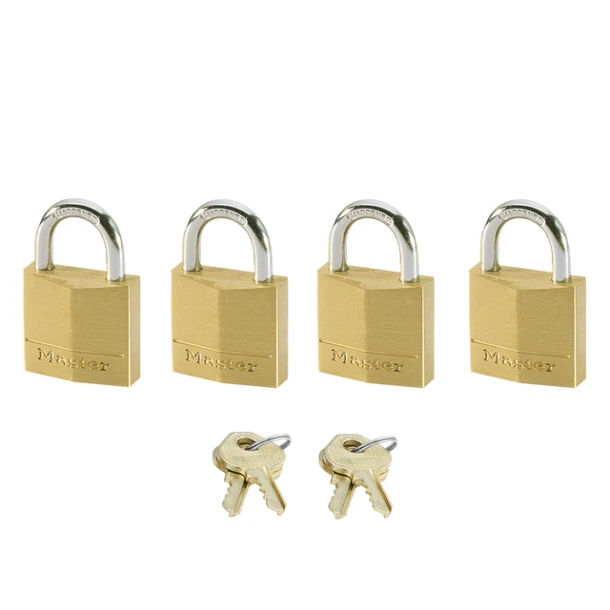 Hangslot MasterLock 4 gelijksluitend messing 20mm 4 stuks