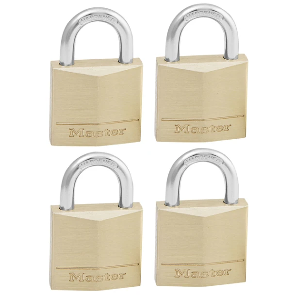 Hangslot MasterLock 4 gelijksluitend messing 30mm 4 stuks