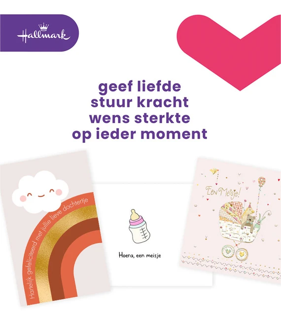 Wenskaart Hallmark Business Box geboorte dochter navulset à 6 stuks