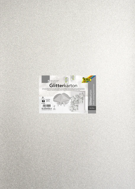 Glitterkarton Folia 50x70cm 300gr 5 vel zilver