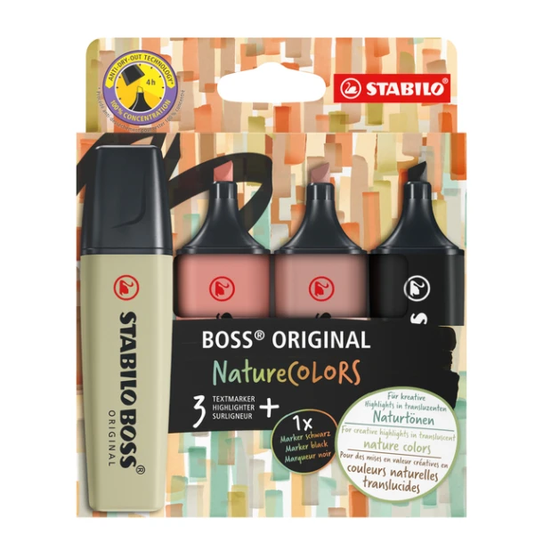 Markeerstift Stabilo Boss 70/4 Etui Ã  4st Nature