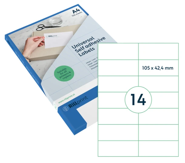 Etiket Rillprint 105x42.4mm mat transparant 350 stuks