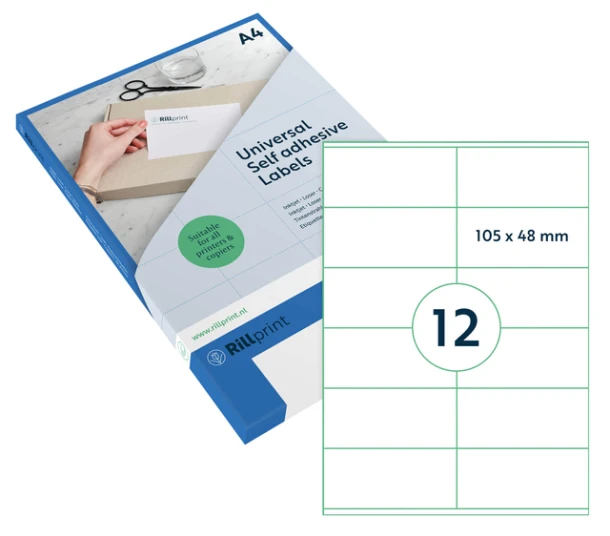 Etiket Rillprint 105x48mm mat transparant 300 stuks